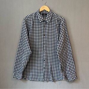 Theory Men’s XL Blue Gingham Button Down Shirt Classic Fit